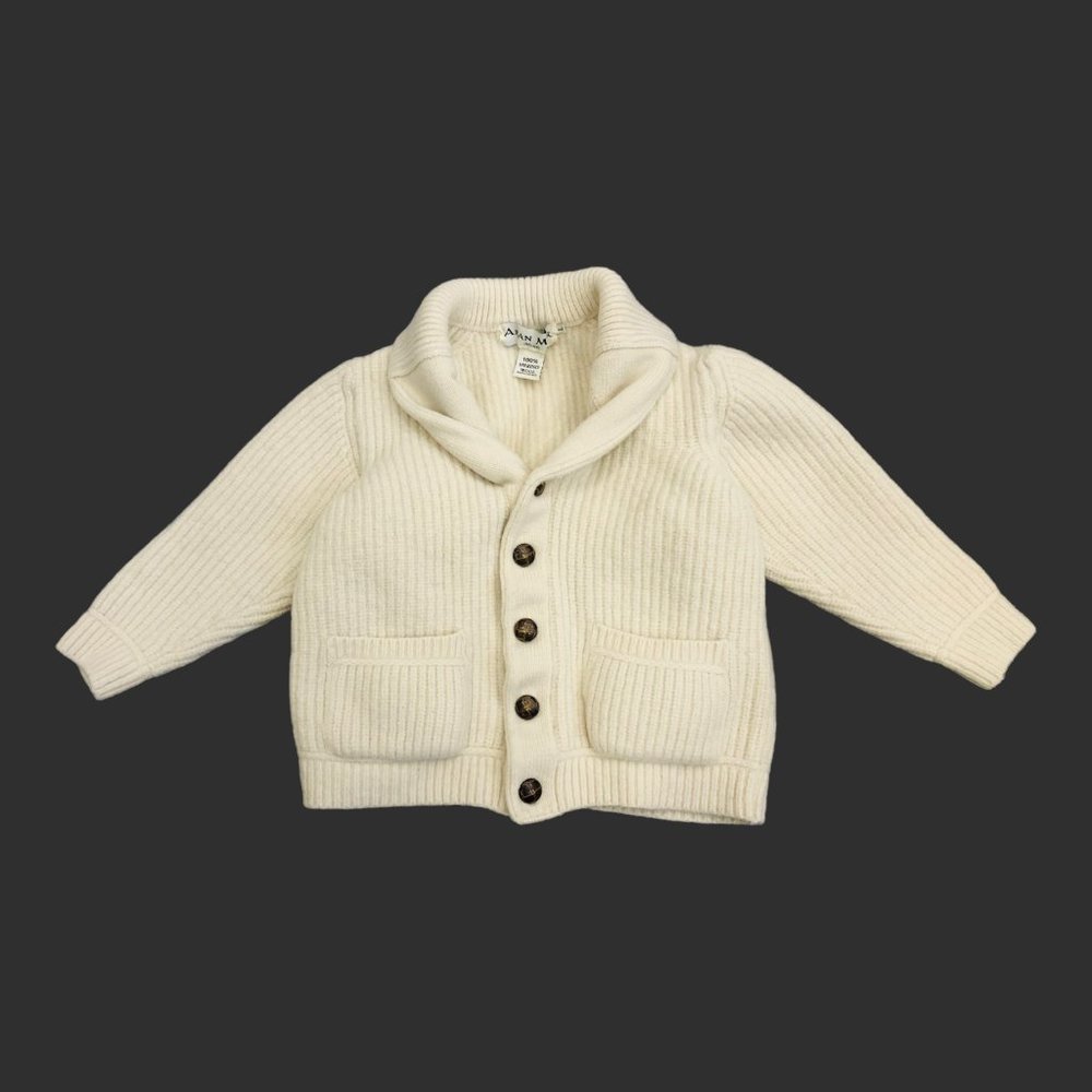 Aran Mor Ireland Button Up Wool Sweater 100% Merino Wool Children's Large